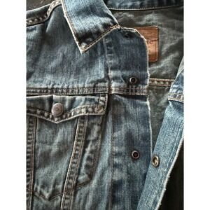 Abercrombie & Fitch Women's L Cotton Denim Workwear Jacket Snap Front Distressed